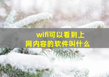 wifi可以看到上网内容的软件叫什么