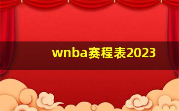 wnba赛程表2023