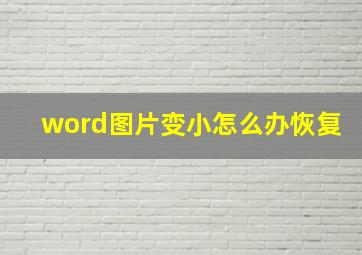 word图片变小怎么办恢复