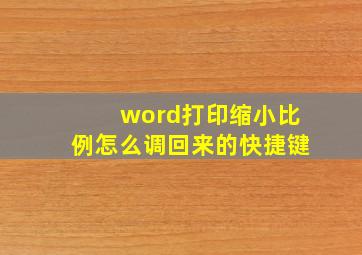 word打印缩小比例怎么调回来的快捷键