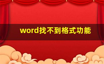 word找不到格式功能