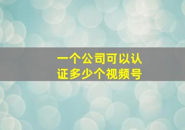 一个公司可以认证多少个视频号