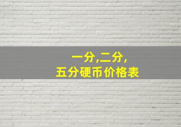 一分,二分,五分硬币价格表