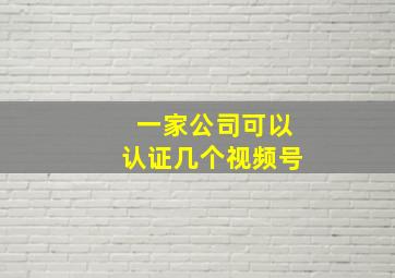 一家公司可以认证几个视频号