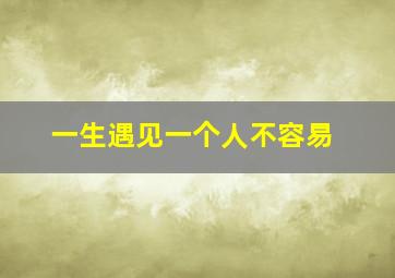 一生遇见一个人不容易