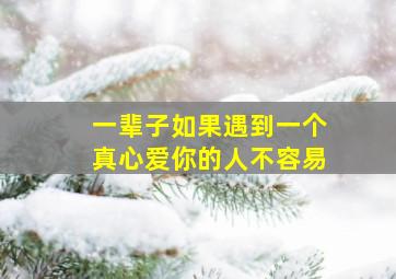 一辈子如果遇到一个真心爱你的人不容易