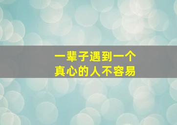 一辈子遇到一个真心的人不容易