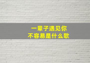 一辈子遇见你不容易是什么歌