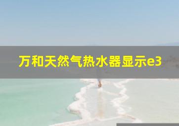 万和天然气热水器显示e3