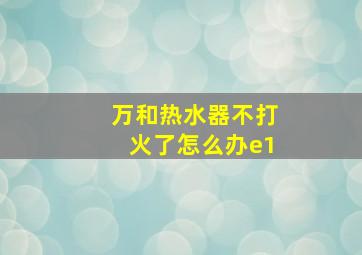 万和热水器不打火了怎么办e1