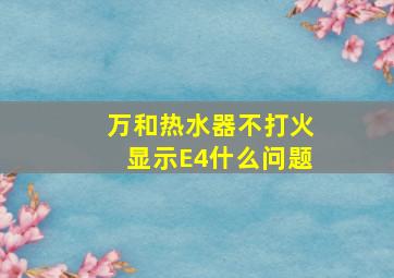 万和热水器不打火显示E4什么问题