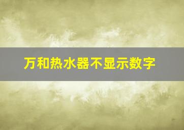 万和热水器不显示数字