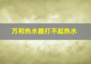 万和热水器打不起热水