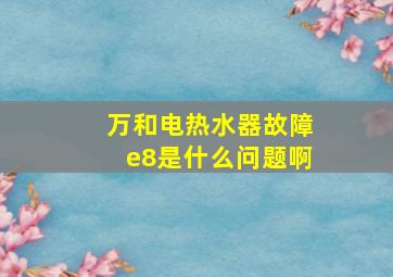 万和电热水器故障e8是什么问题啊