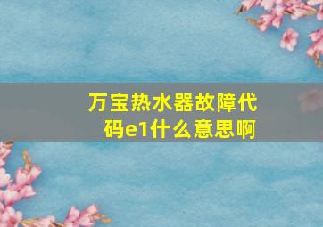 万宝热水器故障代码e1什么意思啊