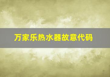 万家乐热水器故意代码