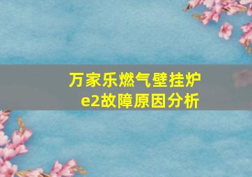 万家乐燃气壁挂炉e2故障原因分析