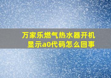 万家乐燃气热水器开机显示a0代码怎么回事