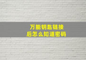 万能钥匙链接后怎么知道密码