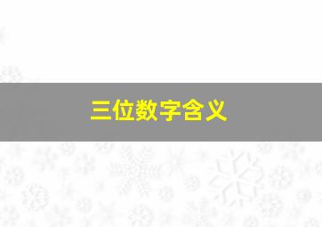 三位数字含义