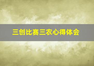 三创比赛三农心得体会