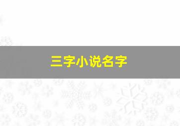 三字小说名字