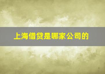 上海借贷是哪家公司的