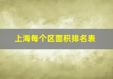 上海每个区面积排名表