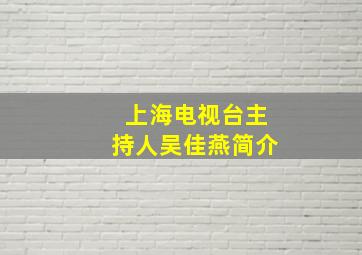 上海电视台主持人吴佳燕简介