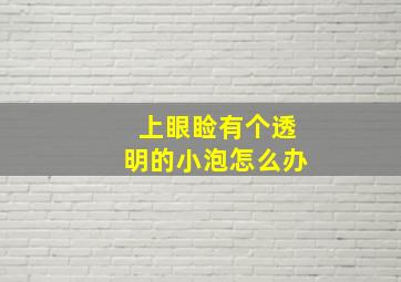 上眼睑有个透明的小泡怎么办