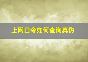 上网口令如何查询真伪