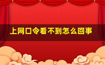 上网口令看不到怎么回事