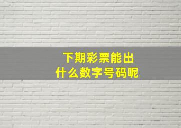 下期彩票能出什么数字号码呢