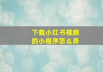 下载小红书视频的小程序怎么弄