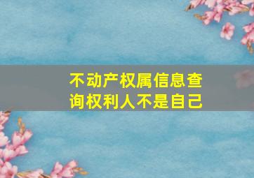 不动产权属信息查询权利人不是自己