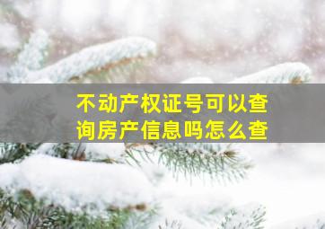 不动产权证号可以查询房产信息吗怎么查