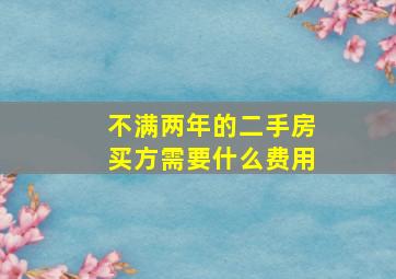 不满两年的二手房买方需要什么费用