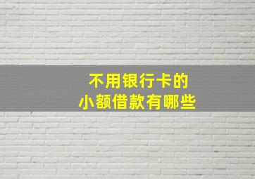 不用银行卡的小额借款有哪些