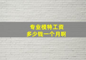 专业模特工资多少钱一个月啊