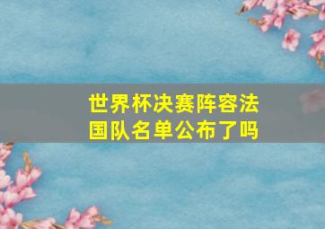 世界杯决赛阵容法国队名单公布了吗