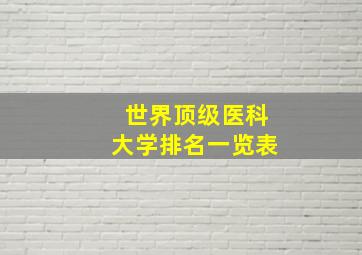 世界顶级医科大学排名一览表