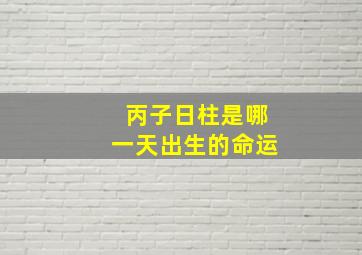 丙子日柱是哪一天出生的命运