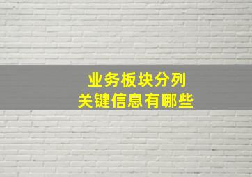 业务板块分列关键信息有哪些