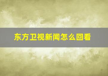 东方卫视新闻怎么回看