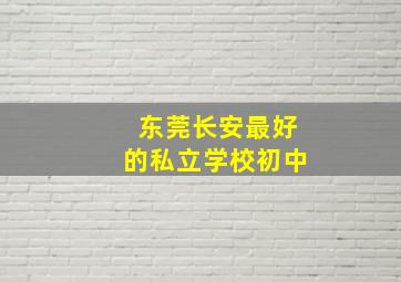 东莞长安最好的私立学校初中