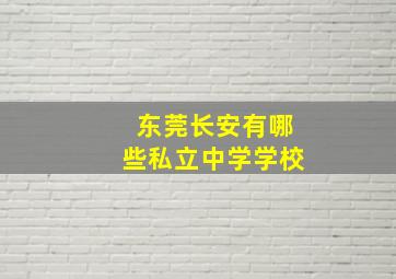 东莞长安有哪些私立中学学校