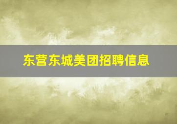 东营东城美团招聘信息