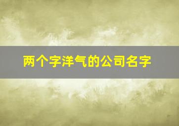 两个字洋气的公司名字