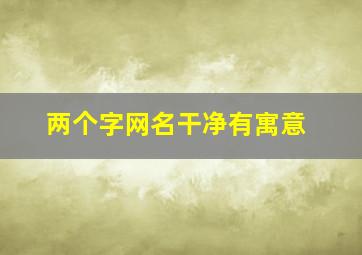 两个字网名干净有寓意