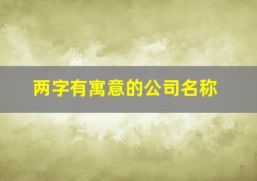 两字有寓意的公司名称